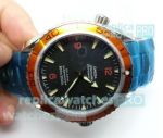 Copy Omega Seamaster 007 SS Orange Bezel Black Dial Watch